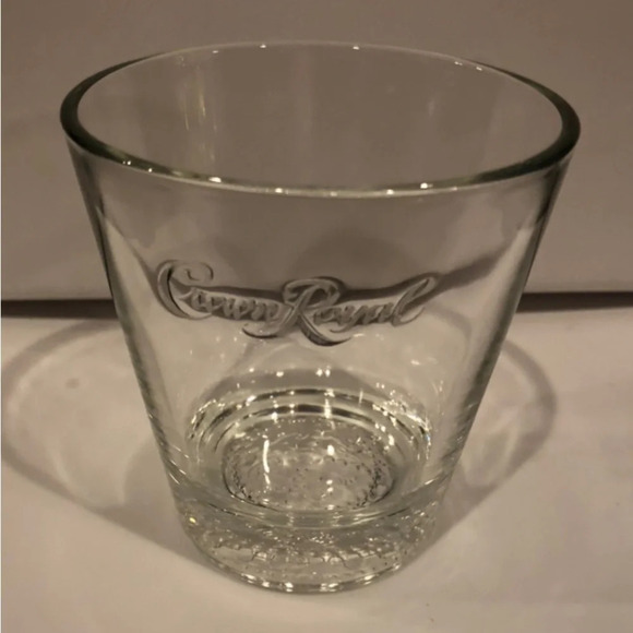 Crown Royal Whiskey Embossed Logo Round Rocks Lowball Drinking Glass - Picture 3 of 5